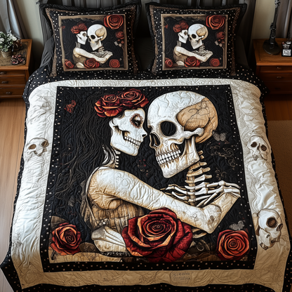 Skull Couple 3-Piece Quilted Bedding Set GFTONL1122