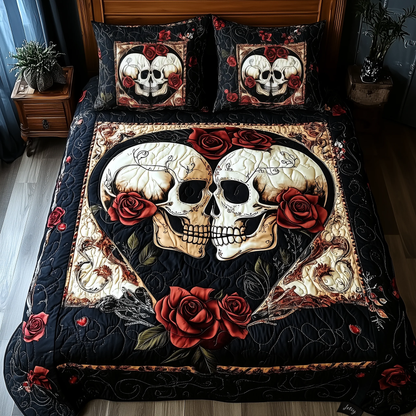 Skull Couple 3-Piece Quilted Bedding Set GFTONL1121