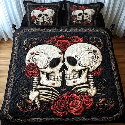 Skull Couple 3-Piece Quilted Bedding Set GFTONL1123