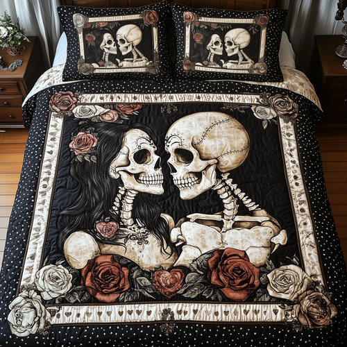 Skull Couple 3-Piece Quilted Bedding Set GFTONL1124