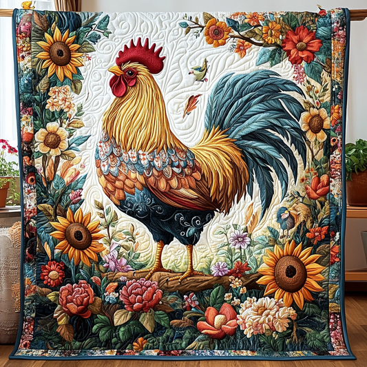 Brave Rooster Quilted Blanket RTNL036