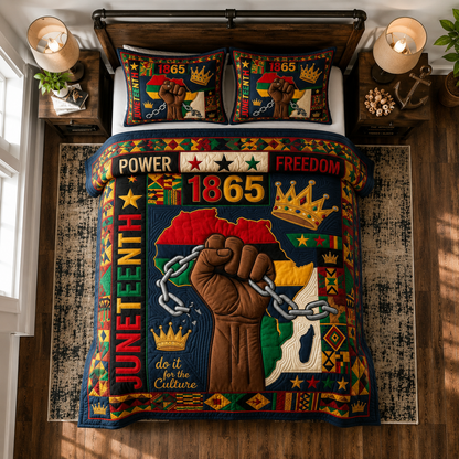 Juneteenth Culture Power 3-Piece Quilted Bedding Set GDTONTD840 C1