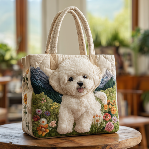 Adorable Bichon Quilted Tote Bag GFTOTG04