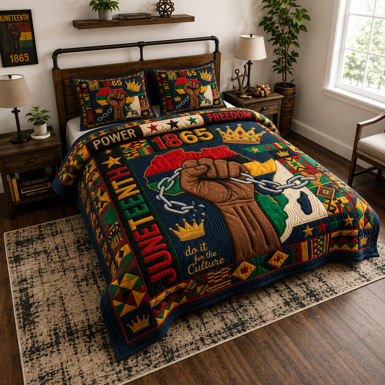 Juneteenth Culture Power 3-Piece Quilted Bedding Set GDTONTD840 C1