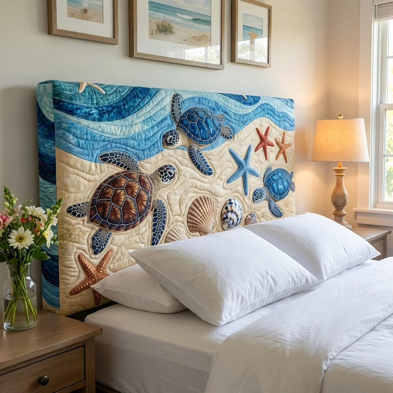 Ocean Breeze Quilted Headboard Slipcover