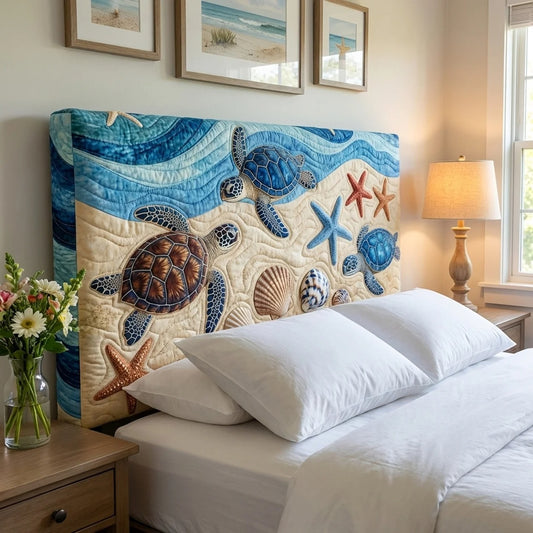Ocean Breeze Quilted Headboard Slipcover