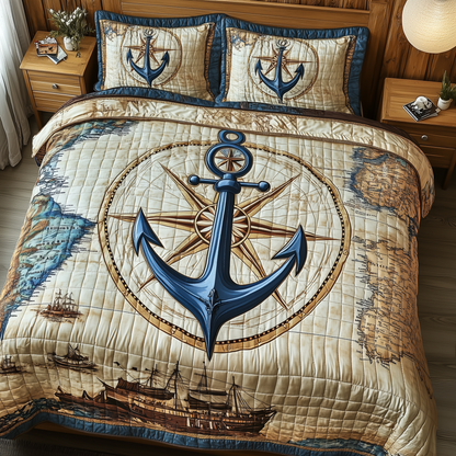 Nautical Anchor 3-Piece Quilted Bedding Set GFTOTP4260