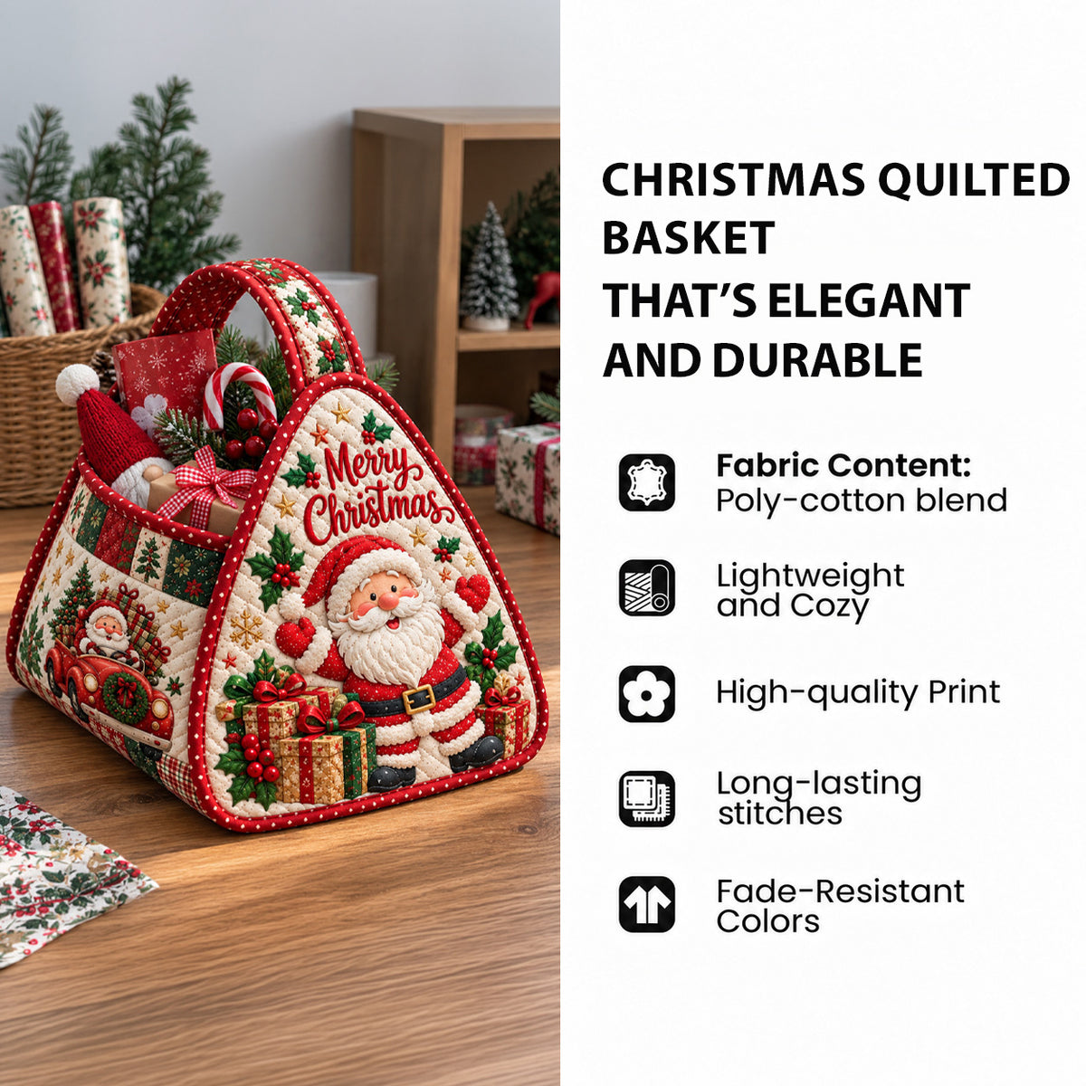 Gingerbread Christmas Tree Christmas Quilted Basket GFTOHNL4735