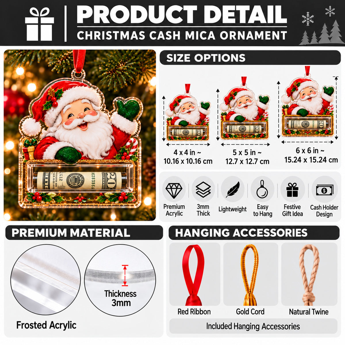 Nativity Scene Christmas Cash Mica Ornament GFTOTP23146